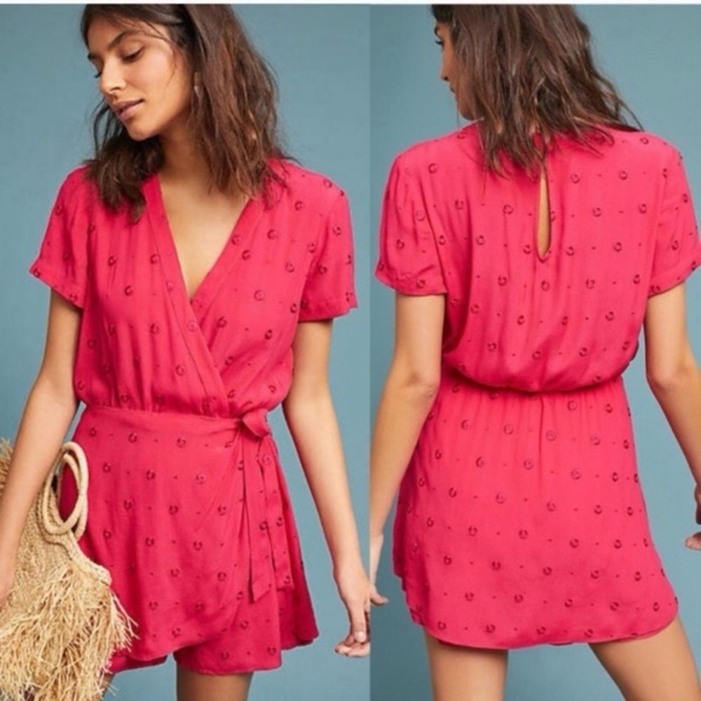 Ett:twa by Anthropologie embroidered romper/skirt